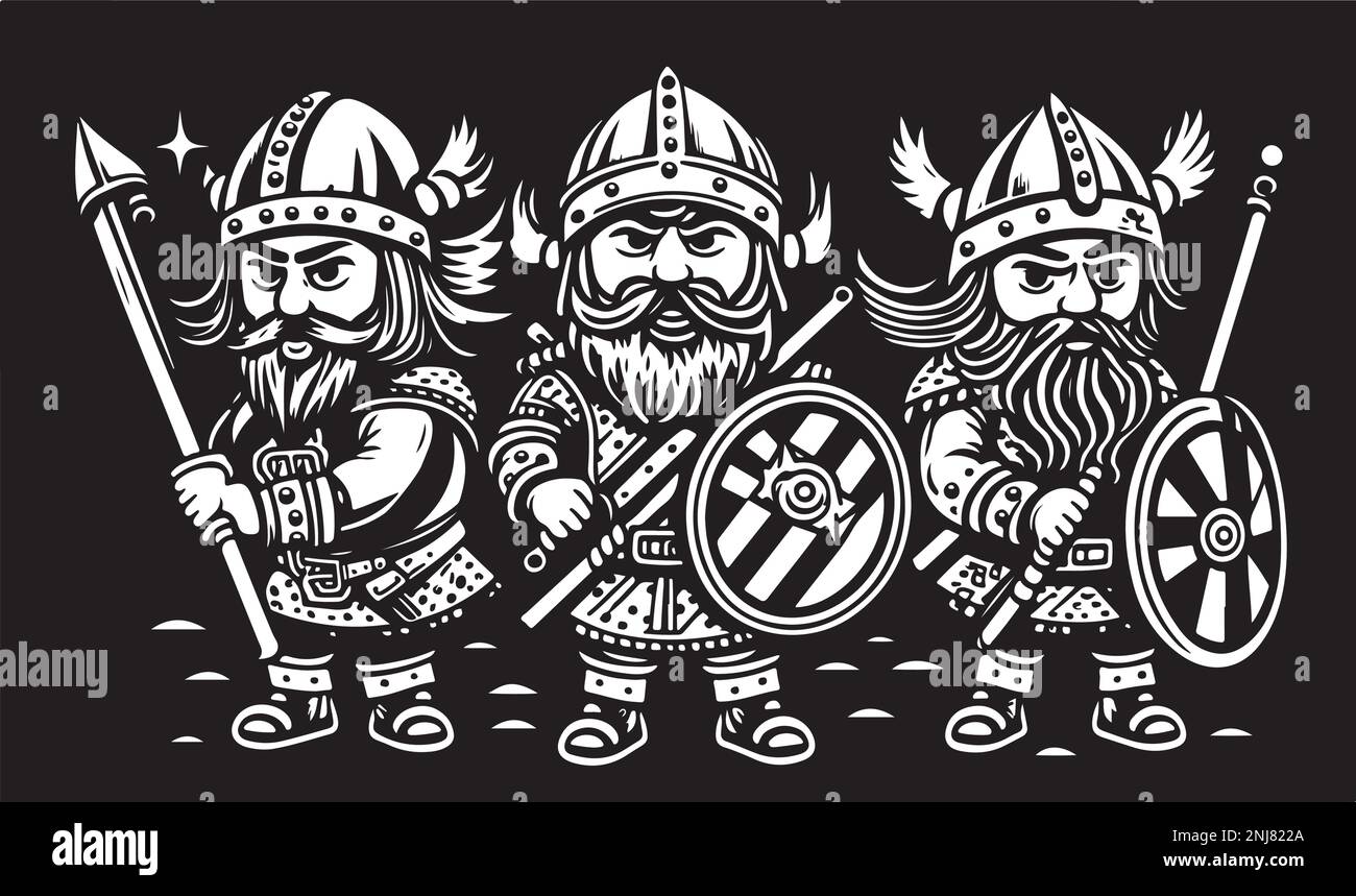 Beautiful and trendy black and white linocut art of a viking Stock ...