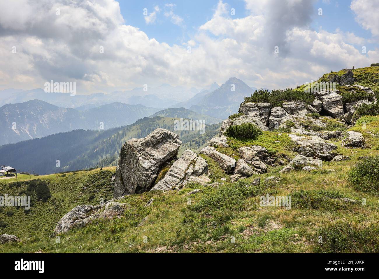 European Landscape with Rocks in Austria. Flachau Mountains in Nature ...