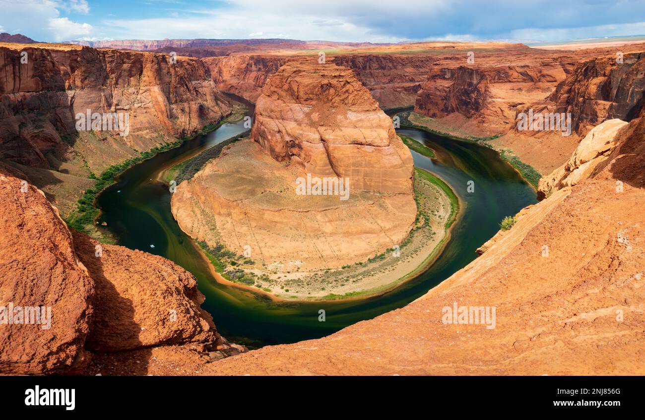 Horseshoe Bend During Summer with Cloudy Skys Stock Photo Alamy