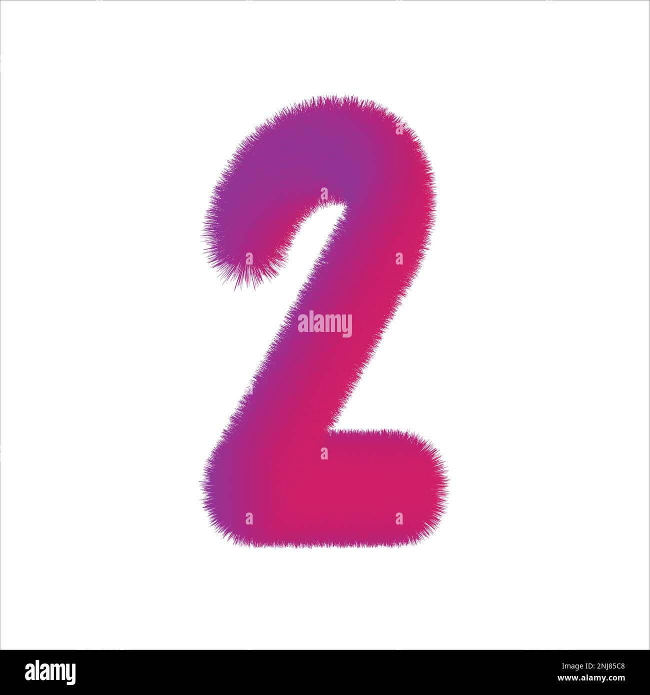 High Quality 3D Shaggy Number 2 on White Background . Isolated Vector Element Stock Vector