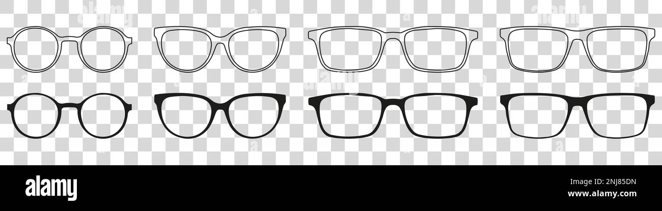 A set of glasses isolated. Vector glasses model icons. Sunglasses ...