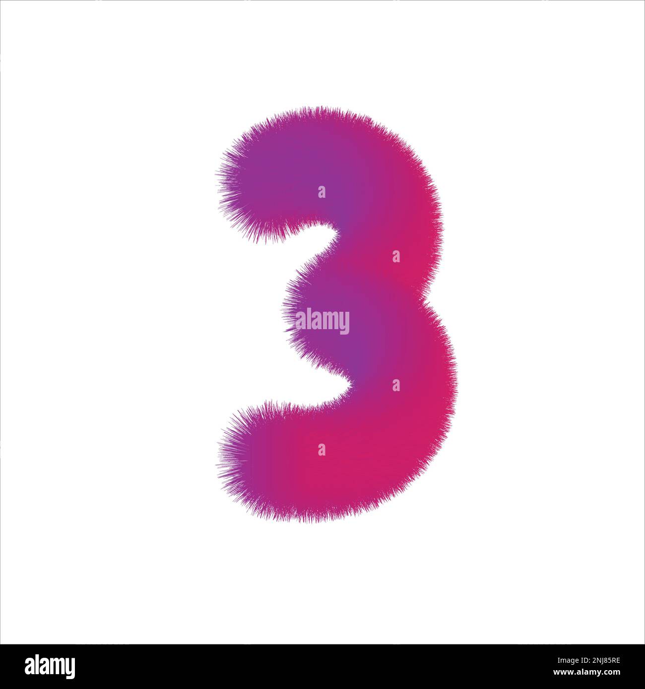 High Quality 3D Shaggy Number 3 on White Background . Isolated Vector Element Stock Vector