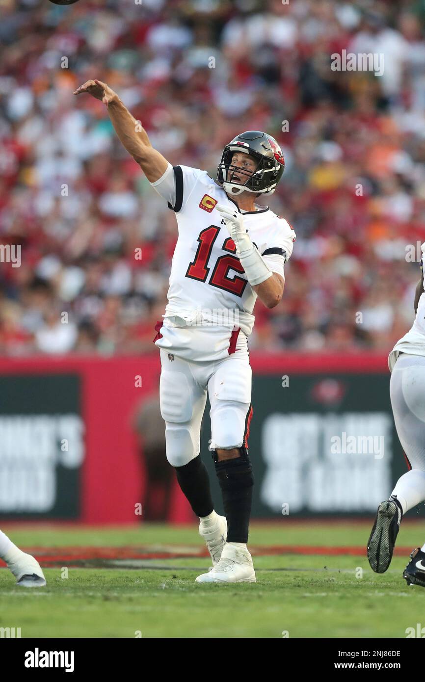 TAMPA, FL - SEPTEMBER 25: Tampa Bay Buccaneers Quarterback Tom Brady (12)  throws a pass during the regular season game between the Green Bay Packers  and the Tampa Bay Buccaneers on September