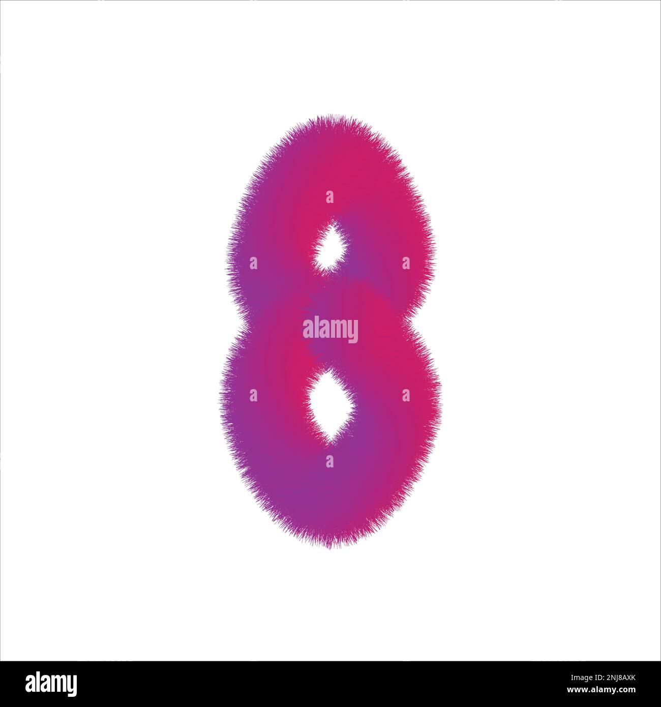 High Quality 3D Shaggy Number 8 on White Background . Isolated Vector Element Stock Vector