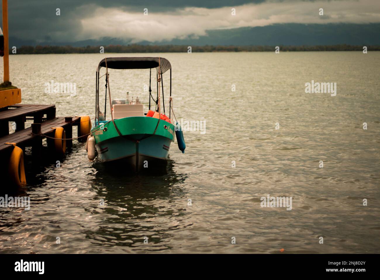 Dock and boat at Rio Dulce, Izabal, Guatemala Stock Photo Alamy