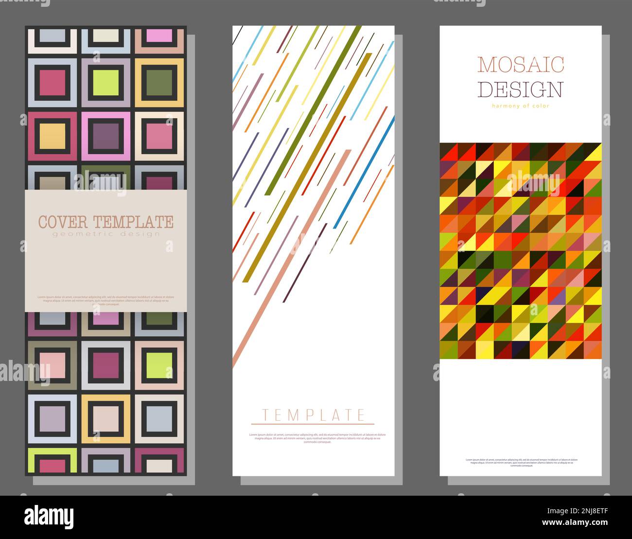A set of designs of different styles. Template for background, cover