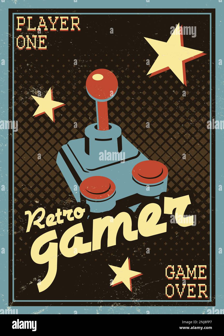 Retro Gamer - Vintage Gaming Poster Art Stock Photo