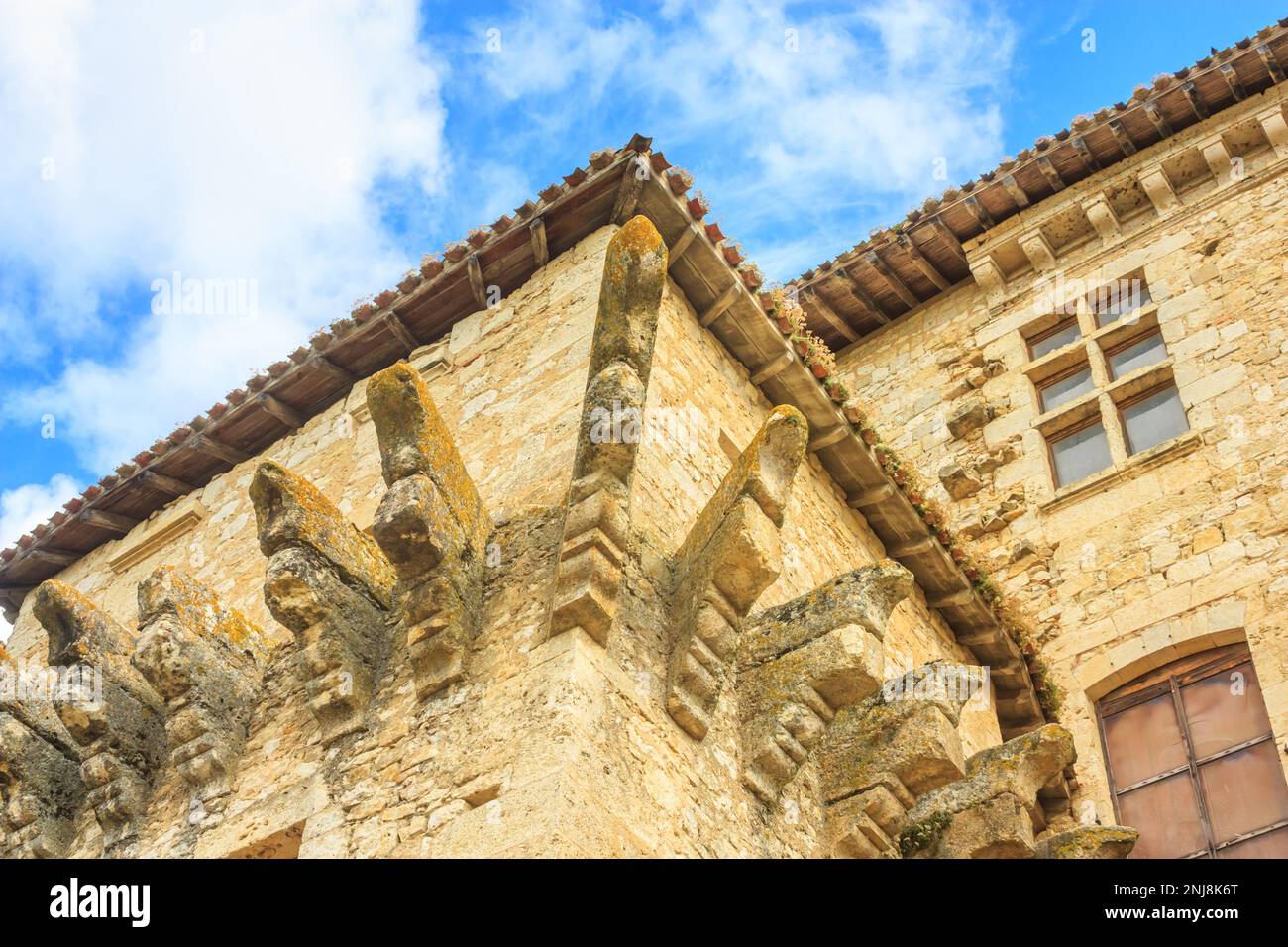 View of the medieval castle in the village of Lavardens, closeup, the
