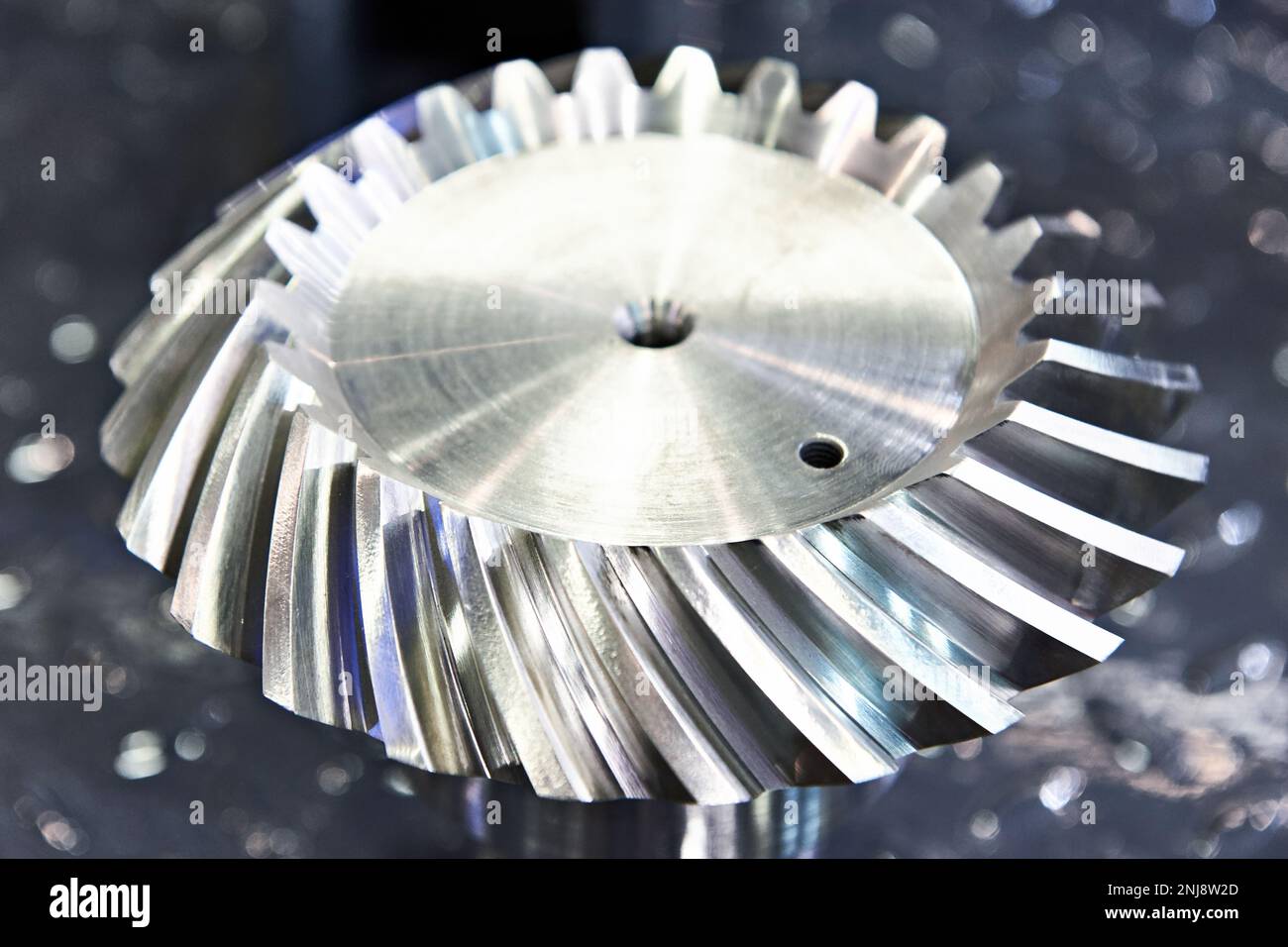 Spiral bevel gear metal sample Stock Photo Alamy