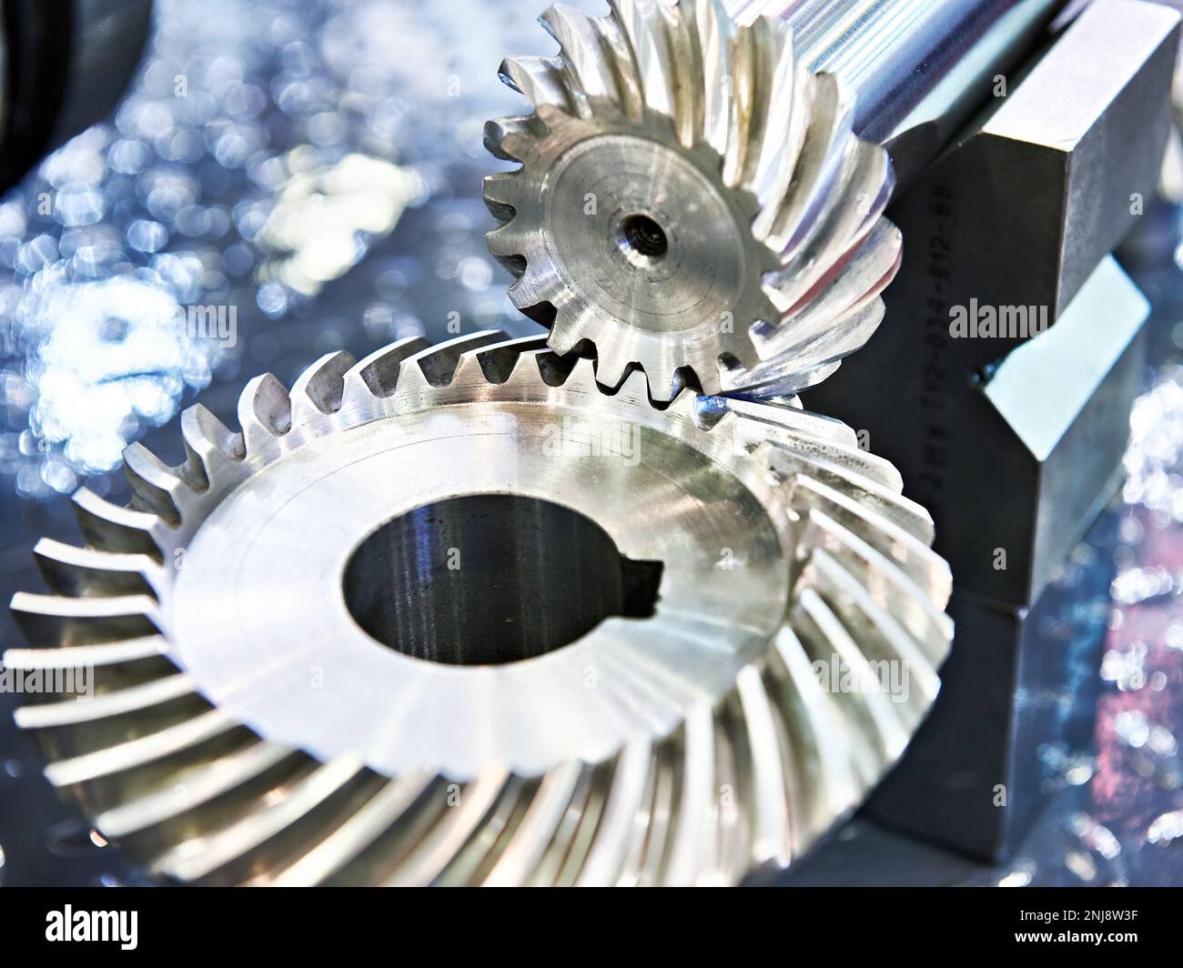 Spiral bevel gear metal sample Stock Photo Alamy