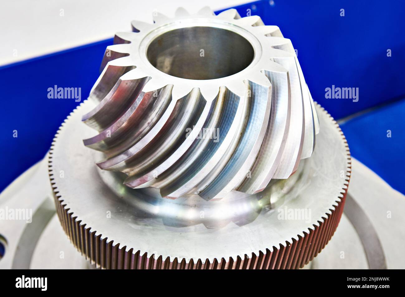 Bevel gear closeup metal abstract Stock Photo