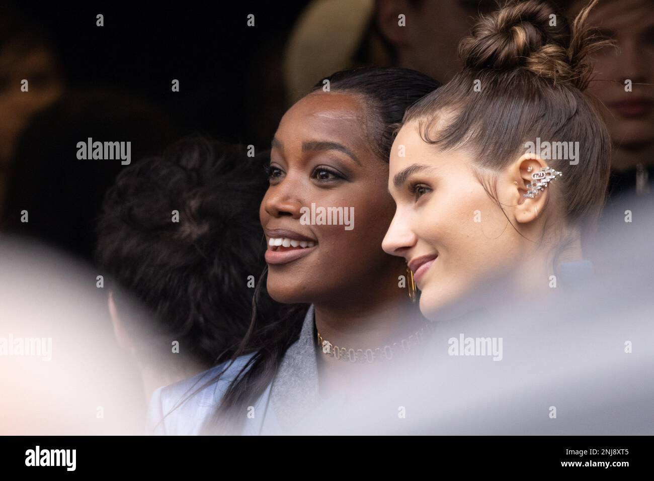 Milan, Italy. February 22, 2023, Iza and Sasha Meneghel are seen at the Fendi Fashion Show during Milan Fashion Week on February 22, 2023 in Milan, Italy. ©Photo: Cinzia Camela. Stock Photo