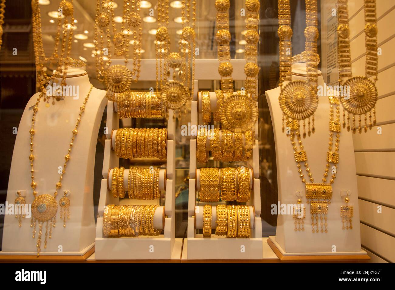 Gold displayed in Bahrain gold souq. Manama, Bahrain Stock Photo Alamy