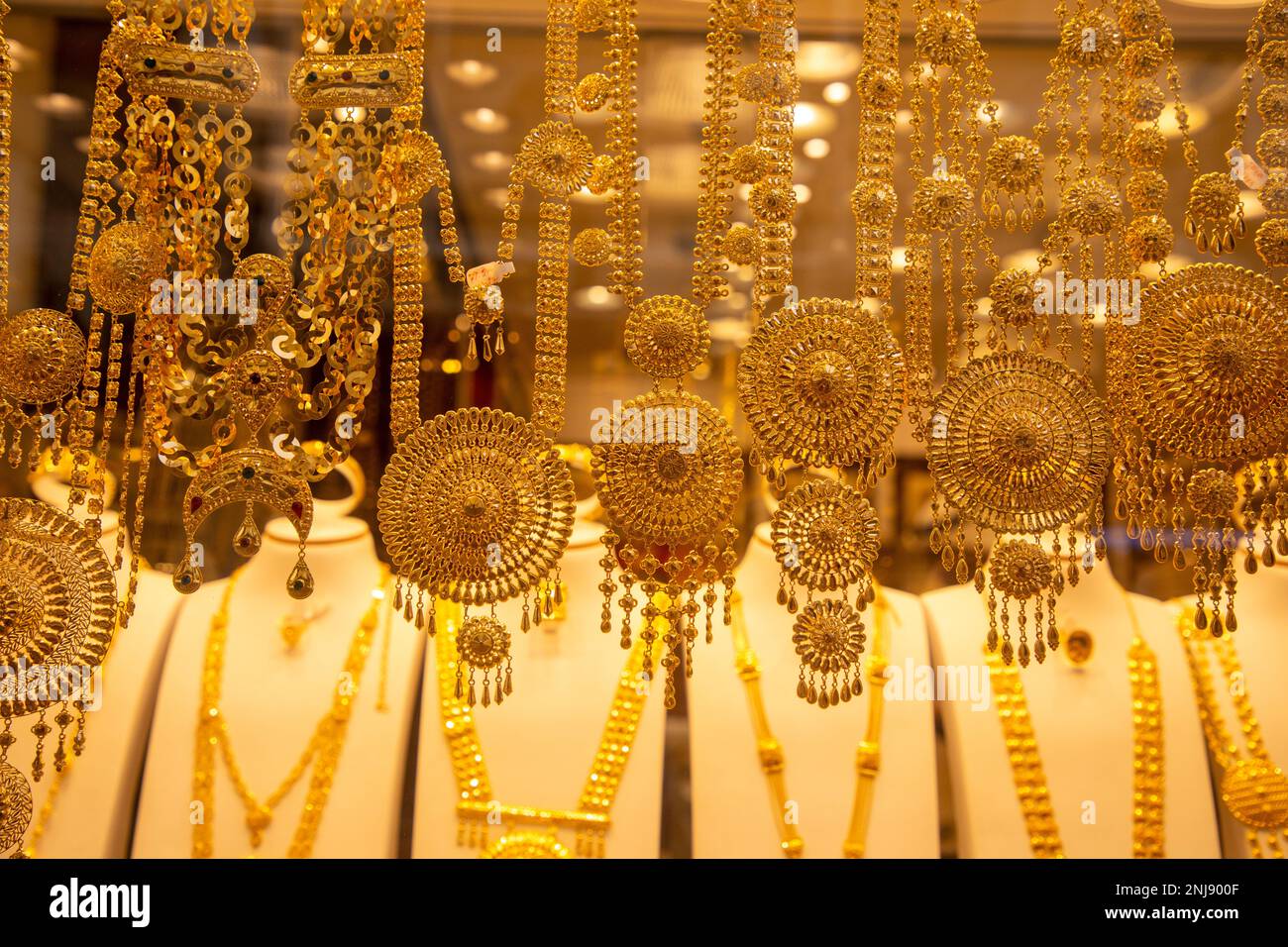 Gold displayed in Bahrain gold souq. Manama, Bahrain Stock Photo Alamy