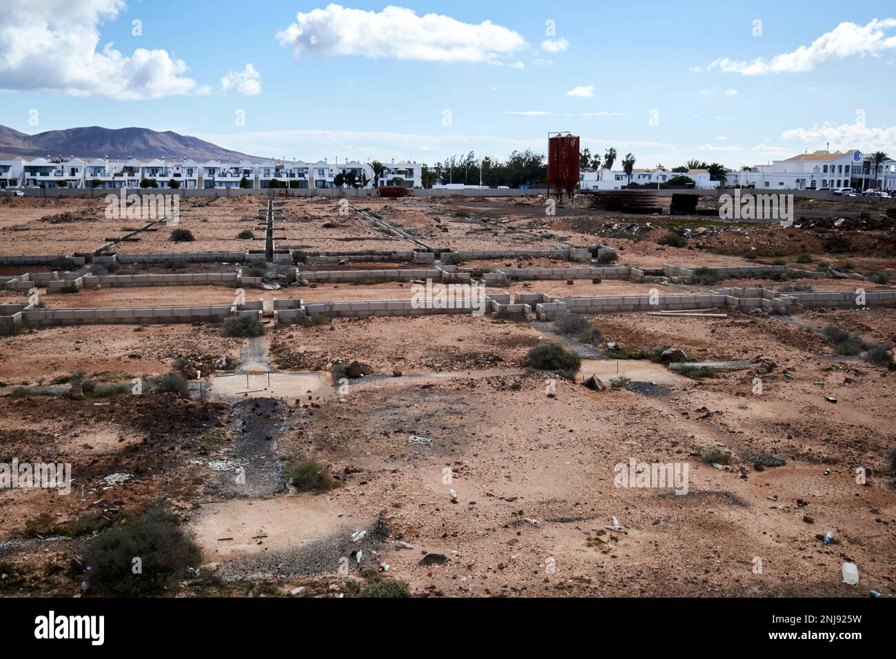 abandoned halted property development in playa blanca Lanzarote, Canary Islands, Spain Stock