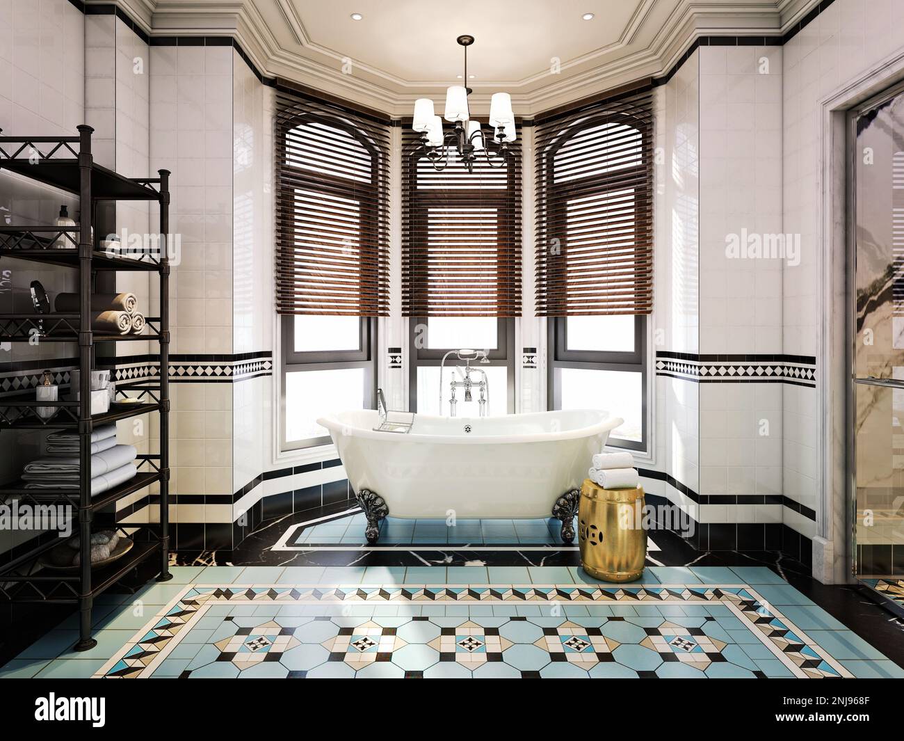 3d render of neoclassic bathroom Stock Photo - Alamy