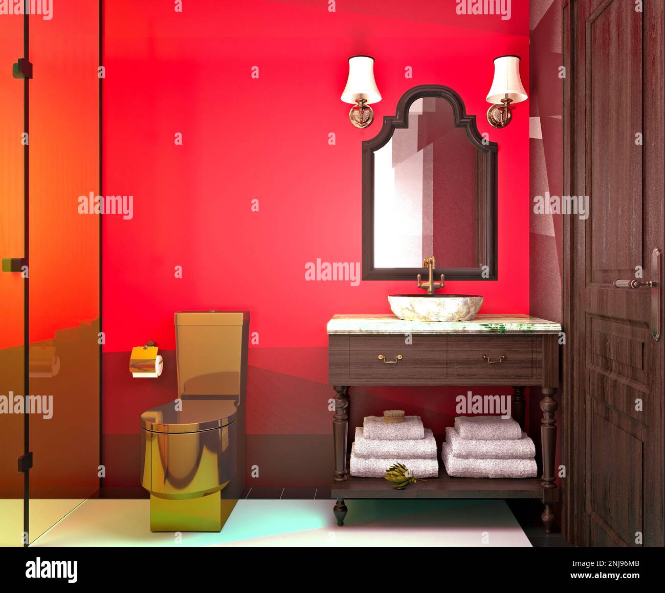 3d render of neoclassic bathroom Stock Photo - Alamy