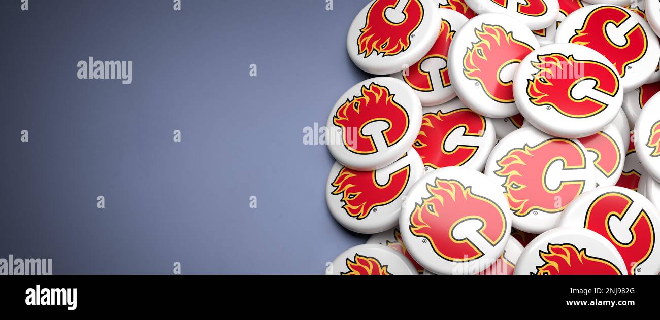 A Close Up To a Calgary Flames Logo on a Red Hockey Jersey Editorial Photo  - Image of jersey, design: 191743636