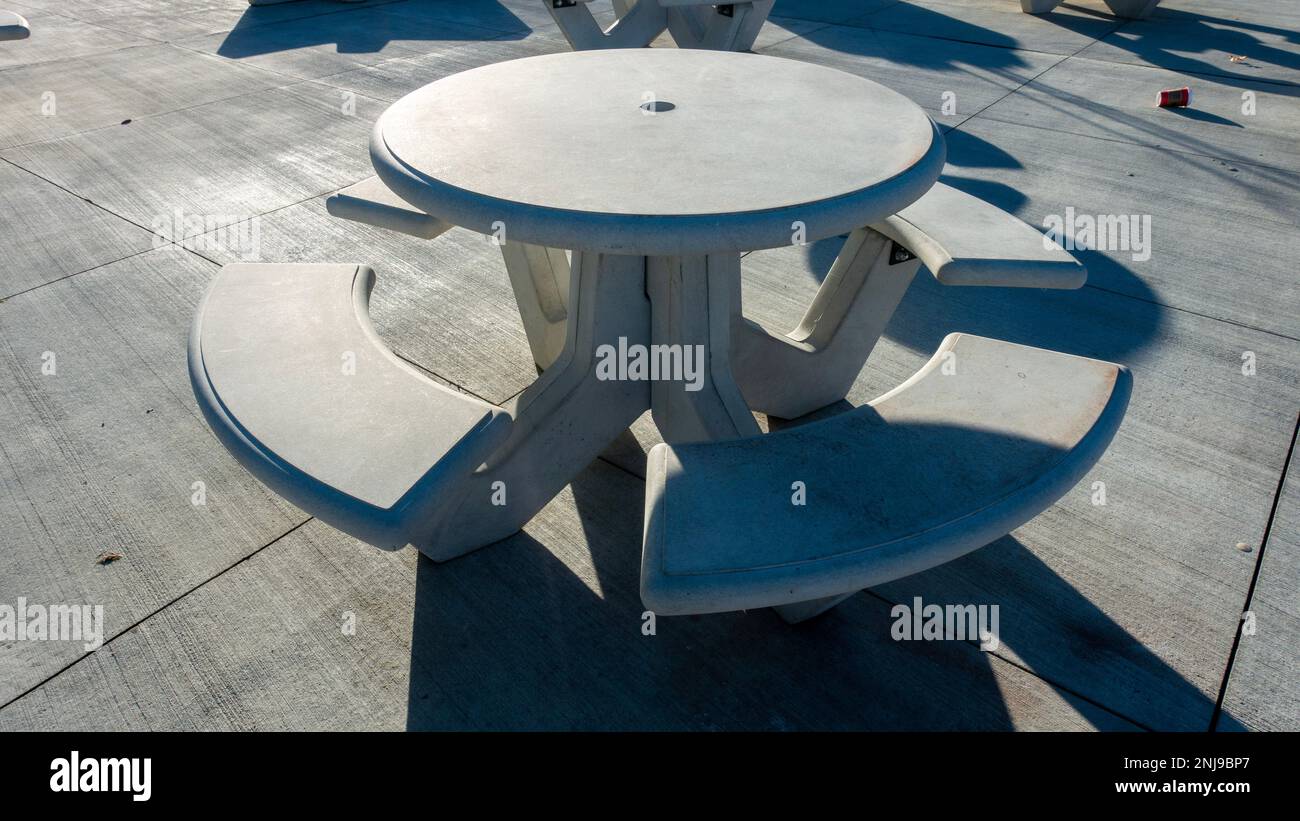 Outdoor circle picnic table Stock Photo