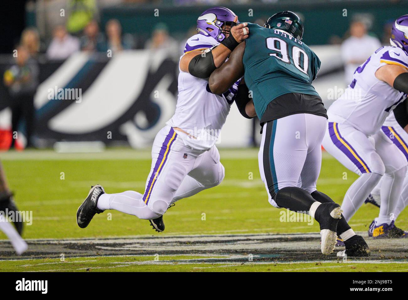 Minnesota Vikings center Garrett Bradbury (56) runs off the field