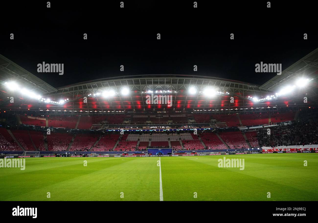 General view inside the stadium before the Champions League round of 16 first leg match at the Red Bull Arena in Leipzig, Germany. Picture date: Wednesday February 22, 2023. Stock Photo