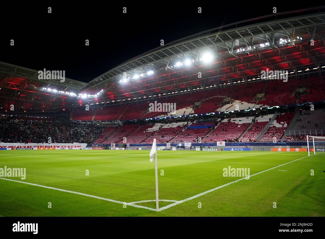 General view inside the stadium before the Champions League round of 16 first leg match at the Red Bull Arena in Leipzig, Germany. Picture date: Wednesday February 22, 2023. Stock Photo