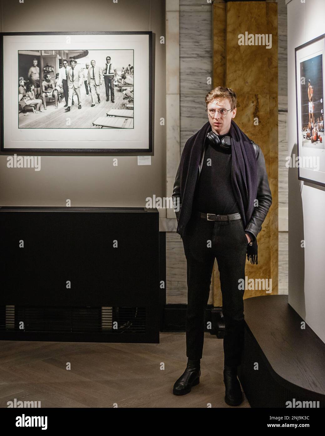 An art lover at the 'Roll Over Beethoven' Exhibition party at the Iconic Image Gallery in Piccadilly. Stock Photo