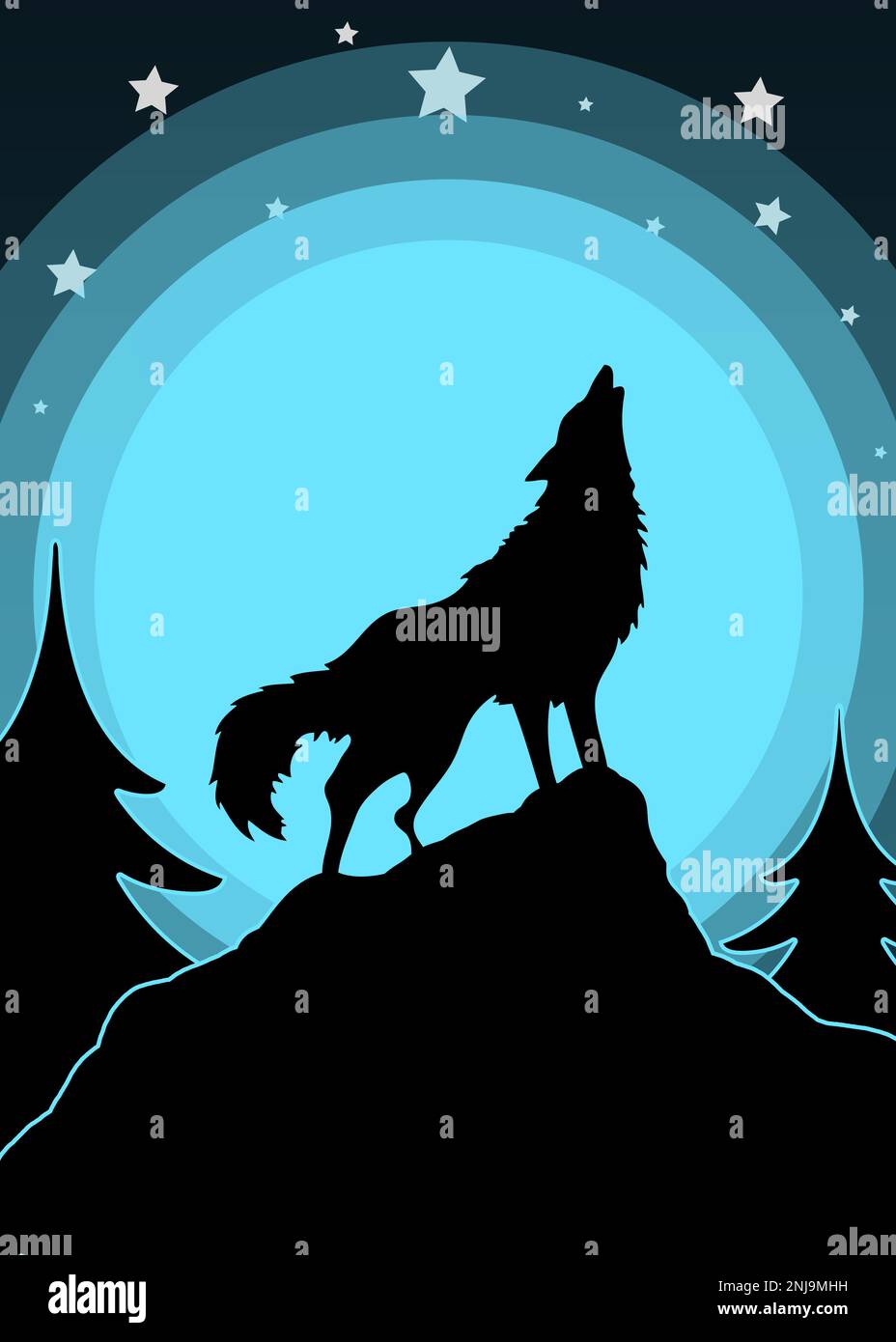 Howling wolf silhouette hires stock photography and images Alamy