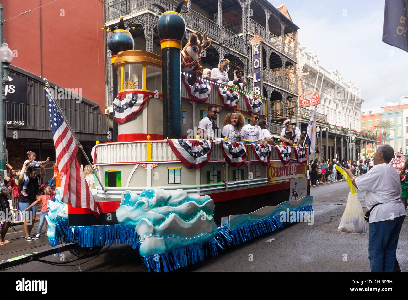 Steamboat float in the annual Christmas parade in downtown New Orleans