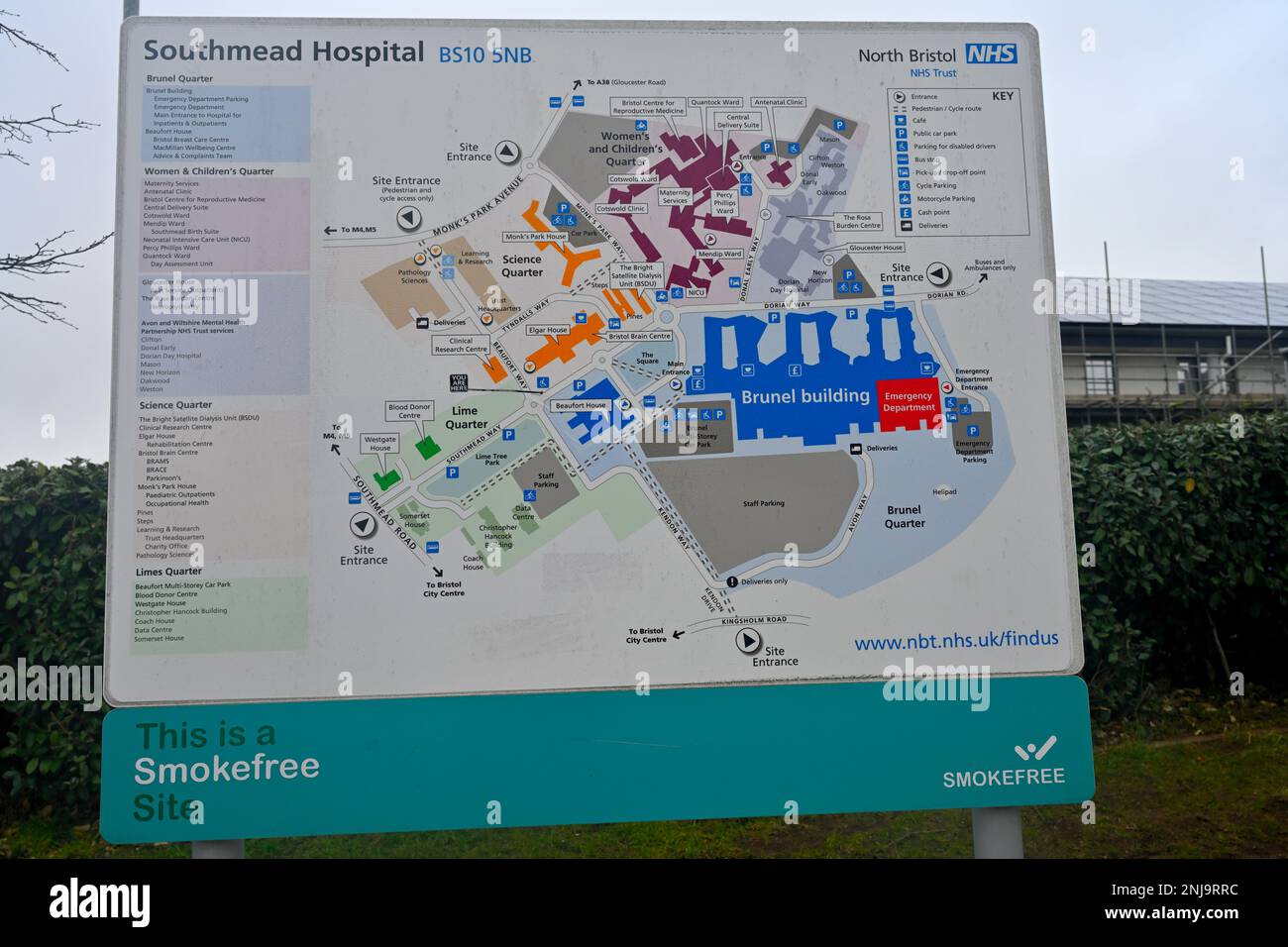 Southmead Hospital North Bristol NHS Trust diagram map of buildings location, Bristol, England Stock Photo