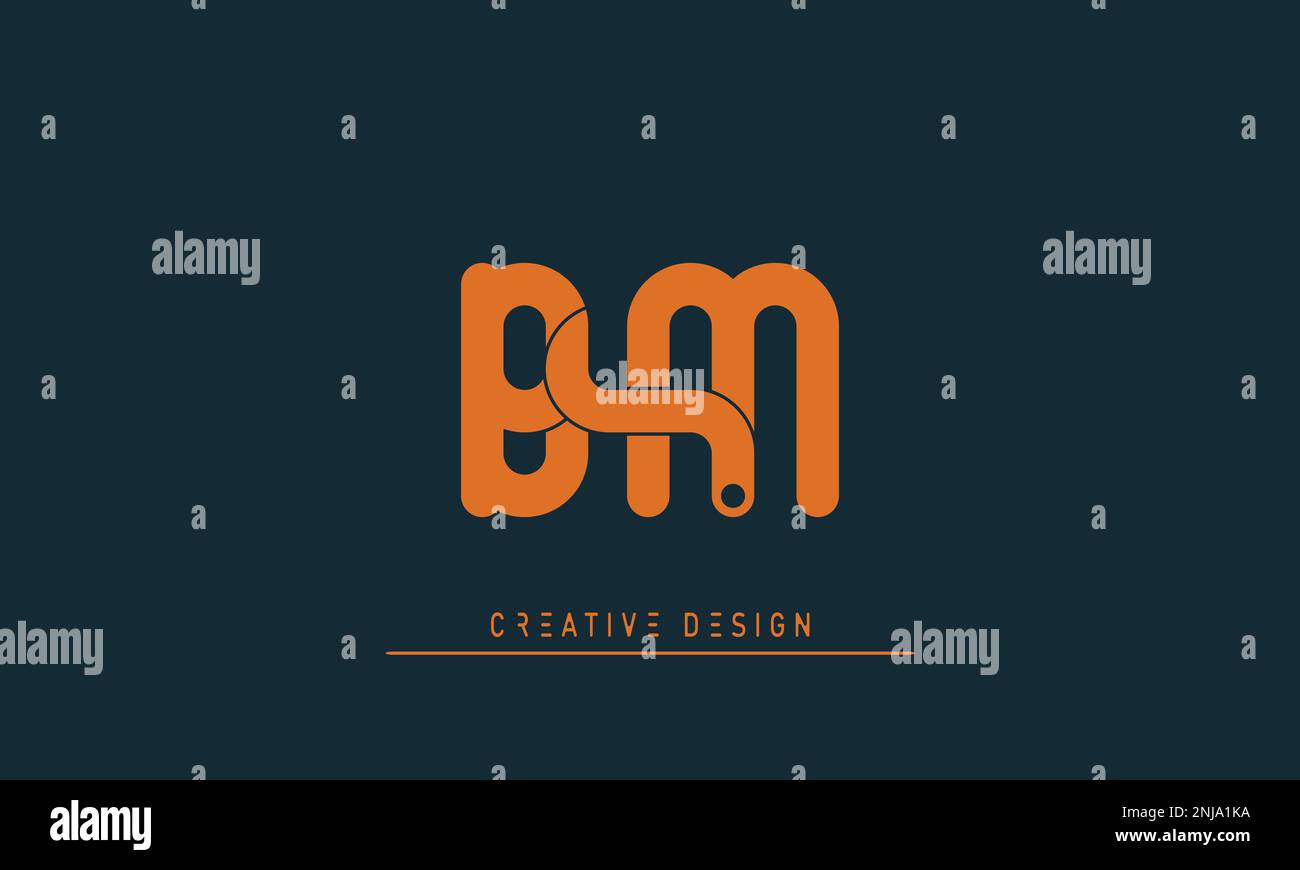 Bm b m letter logo with color block design Vector Image