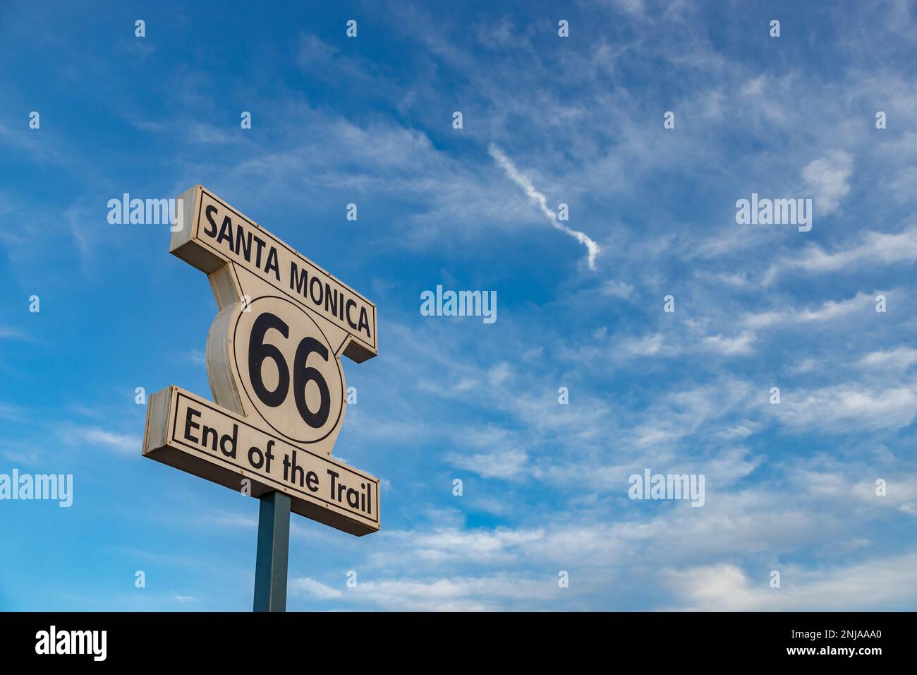 Monica Sign A picture of the Route 66 Santa Monica sign against a blue sky Stock ...