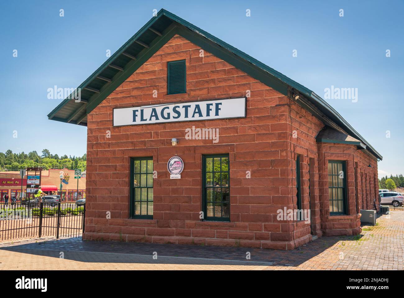 The Historic train yard in Flagstaff, AZ Stock Photo