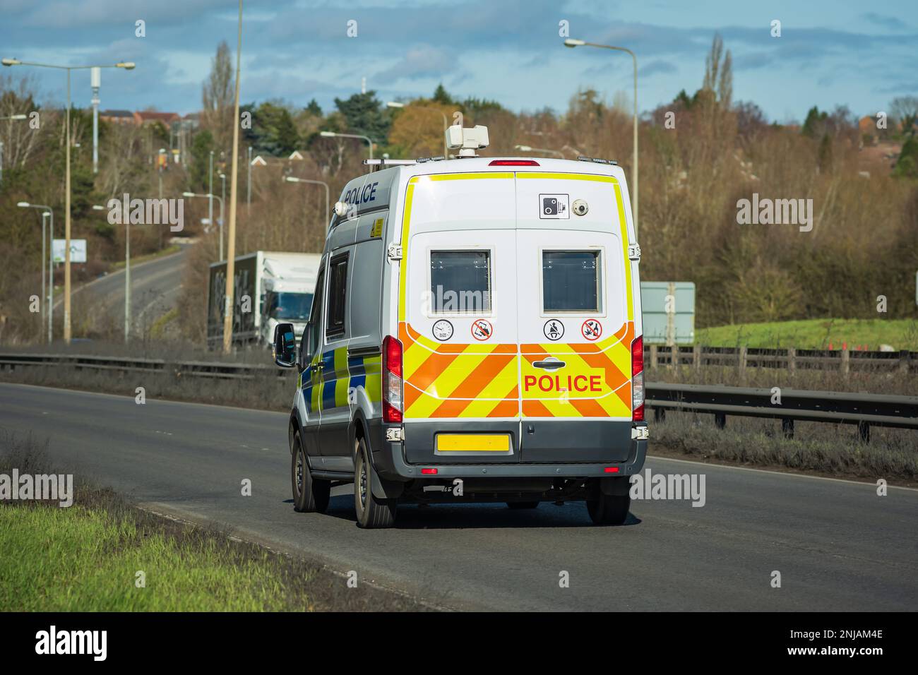 Speed camera van traveling in england uk Stock Photo - Alamy