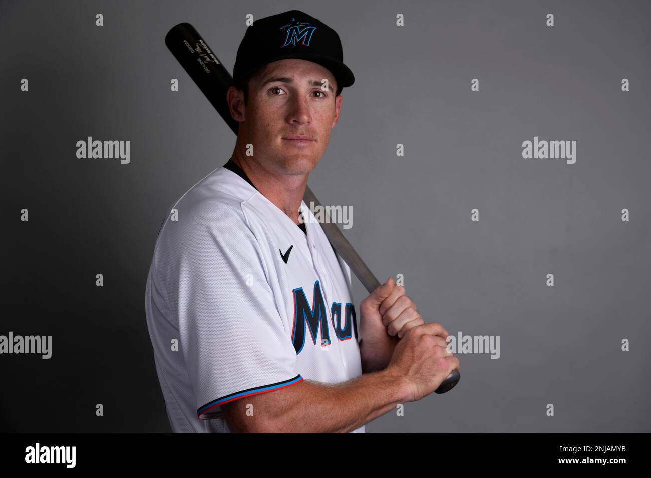 This is a 2023 photo of Jacob Berry of the Miami Marlins baseball team.  This image reflects the Marlins active roster as of Wednesday, Feb. 22, 2023,  when this image was taken. (