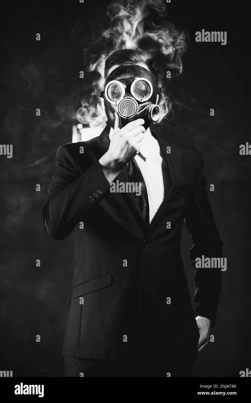 man gas mask nicotine fumes passive smoker danger Stock Photo Alamy