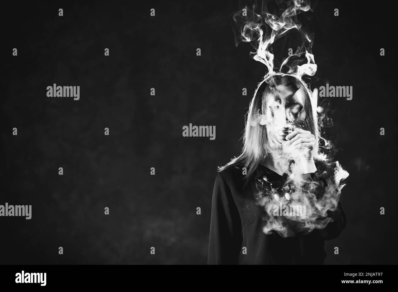 woman mask smoking influence health hazard Stock Photo Alamy