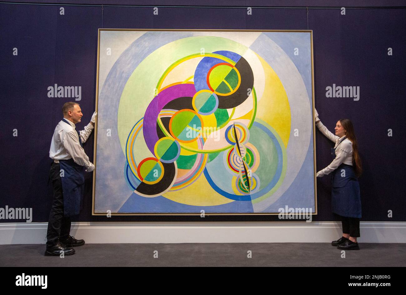 London, England, UK. 22nd Feb, 2023. A Three-Metre-Wide Abstract Work by Robert Delaunay, Coming to the Market for the First Time in Over 30 Years, estimate Â£7-10 million, is seen ahead of Sotheby's Auctions of Modern & Contemporary Art in London. (Credit Image: © Tayfun Salci/ZUMA Press Wire) EDITORIAL USAGE ONLY! Not for Commercial USAGE! Stock Photo