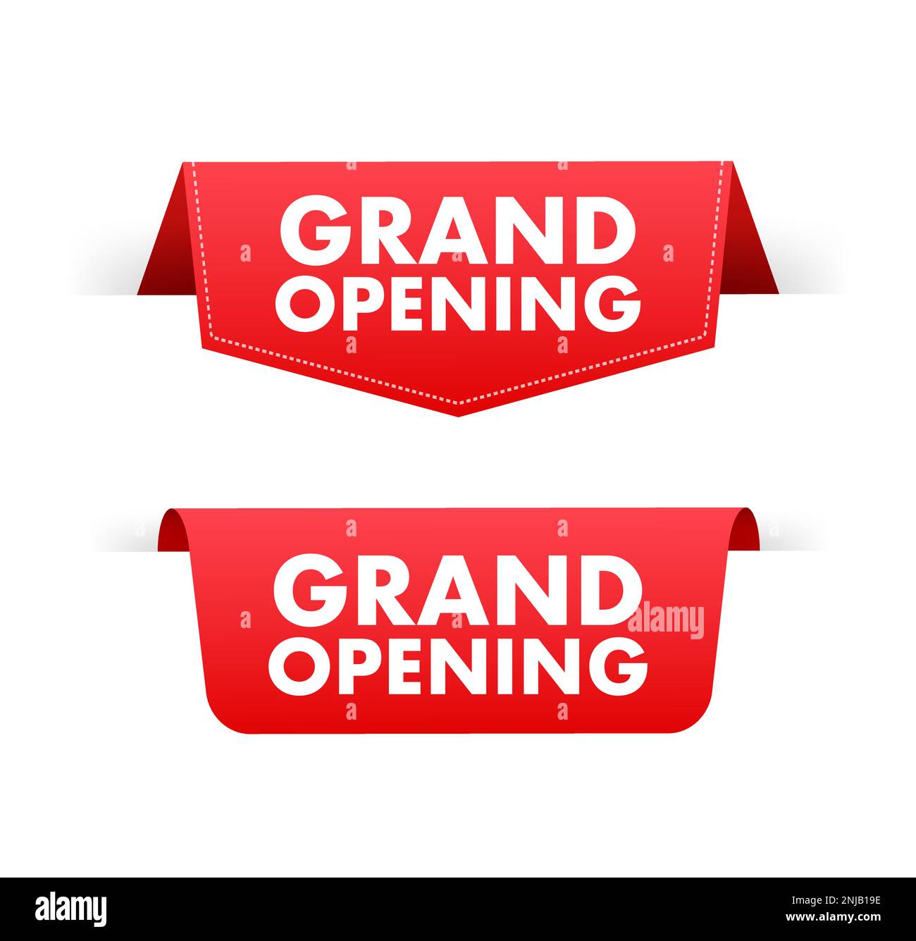 Grand Opening red ribbon. Opening sale. Vector stock illustration Stock
