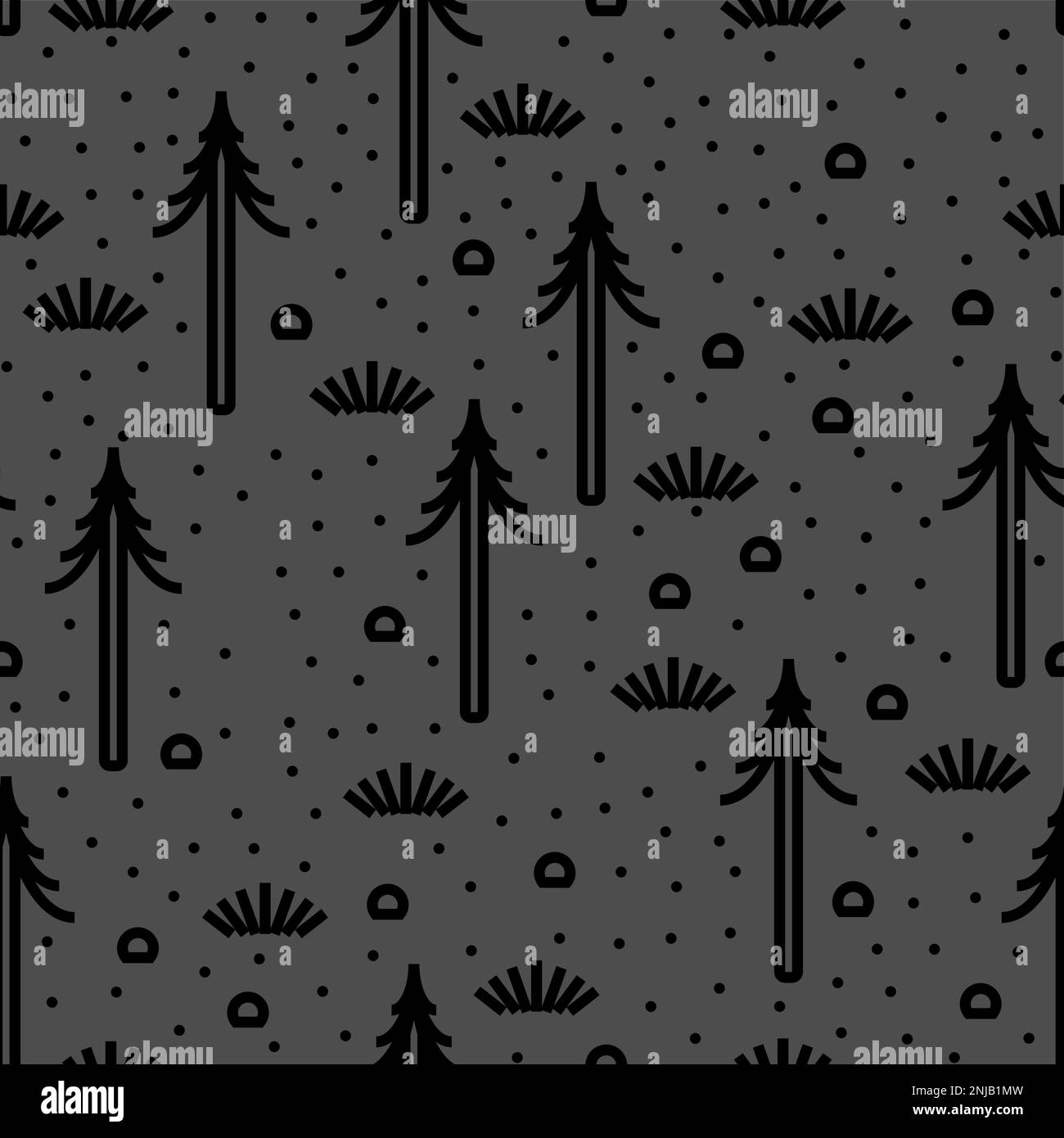 Night forest pattern seamless. Evening thicket background. Vector ...