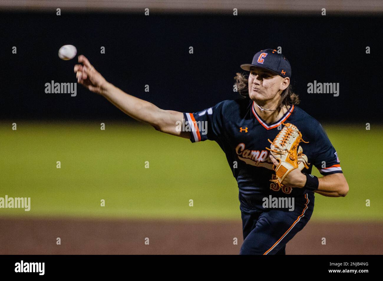 Buies Creek, NC, USA. 21st Feb, 2023. Campbell Fighting Camels pitcher