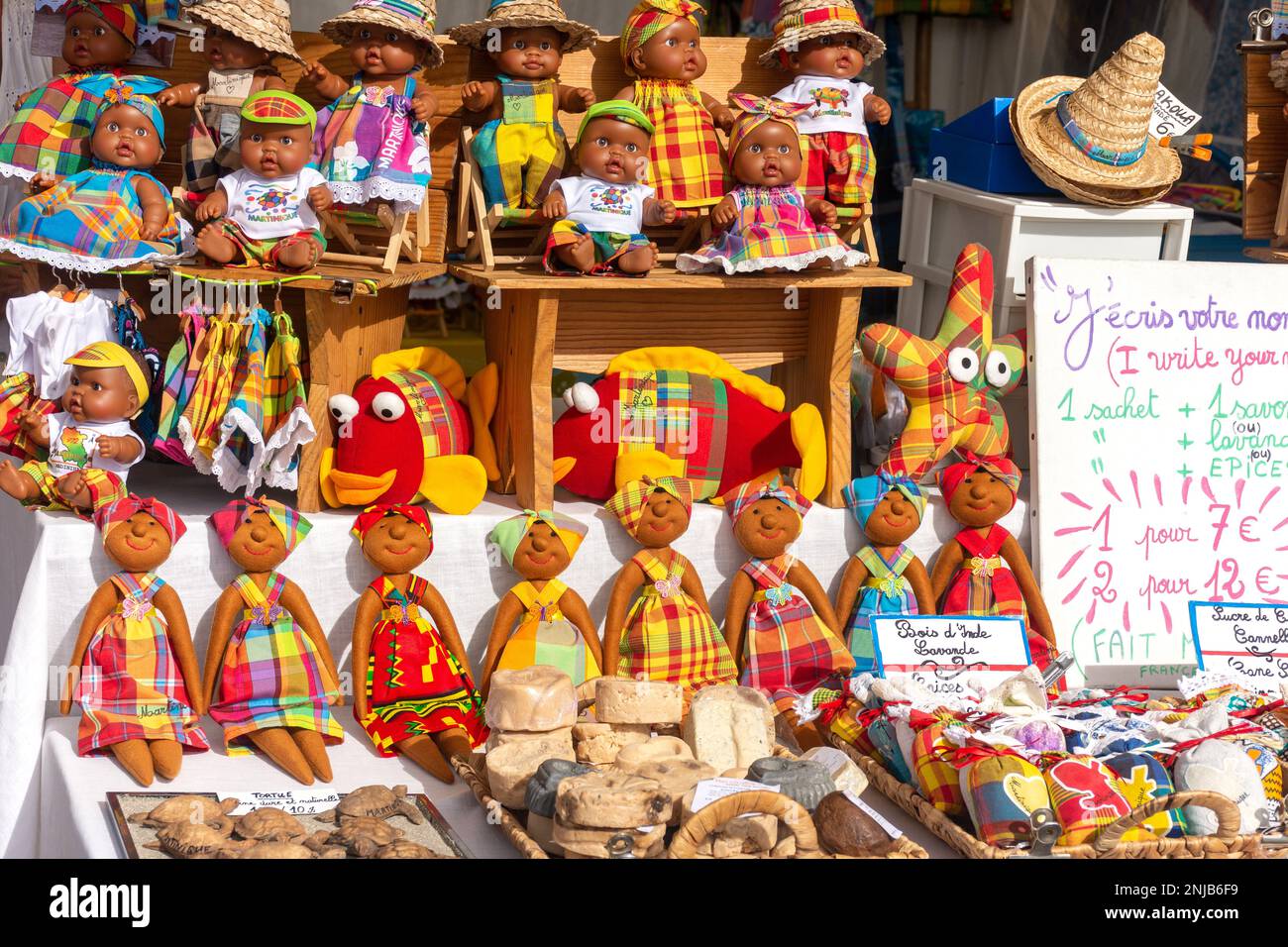 Souvenir dolls for sale on quayside, Fort-de-France, Martinique, Lesser ...