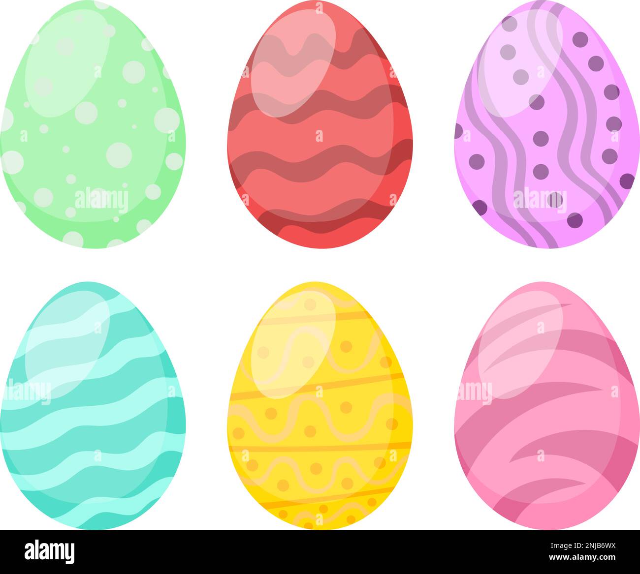 Vector illustration of Easter eggs collection on a white background ...