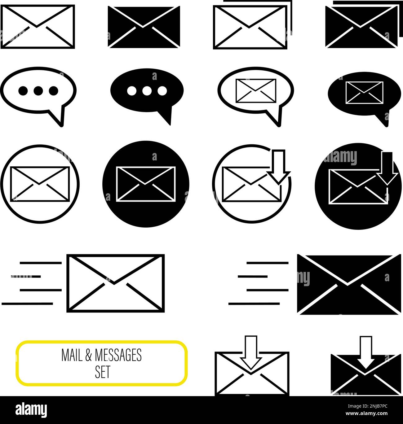 Mail icon set. email icon vector. E-mail icon. Envelope illustration ...