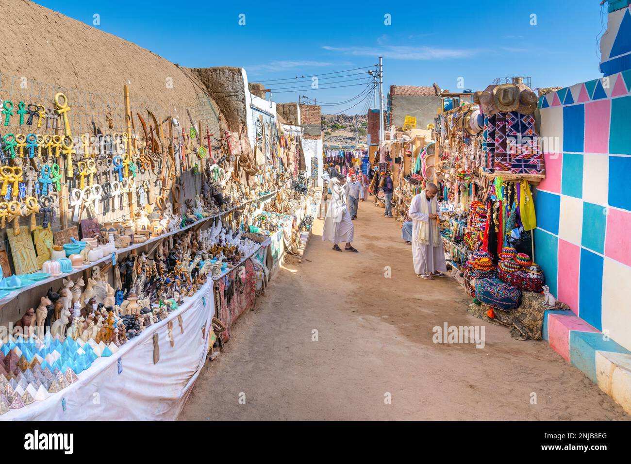 Aswan, Egypt; February 15, 2023 - A colourful Nubian market in Aswan, Egypt Stock Photo
