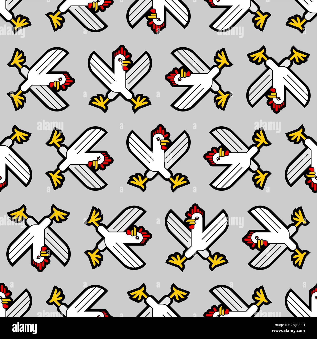 Skull rooster pattern seamless. Skeleton rooster background. Vector ...
