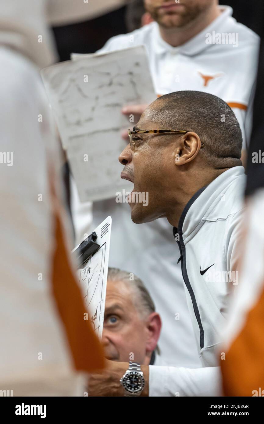 AUSTIN, TX - FEBRUARY 21: Texas Longhorns head coach Rodney Terry talks ...