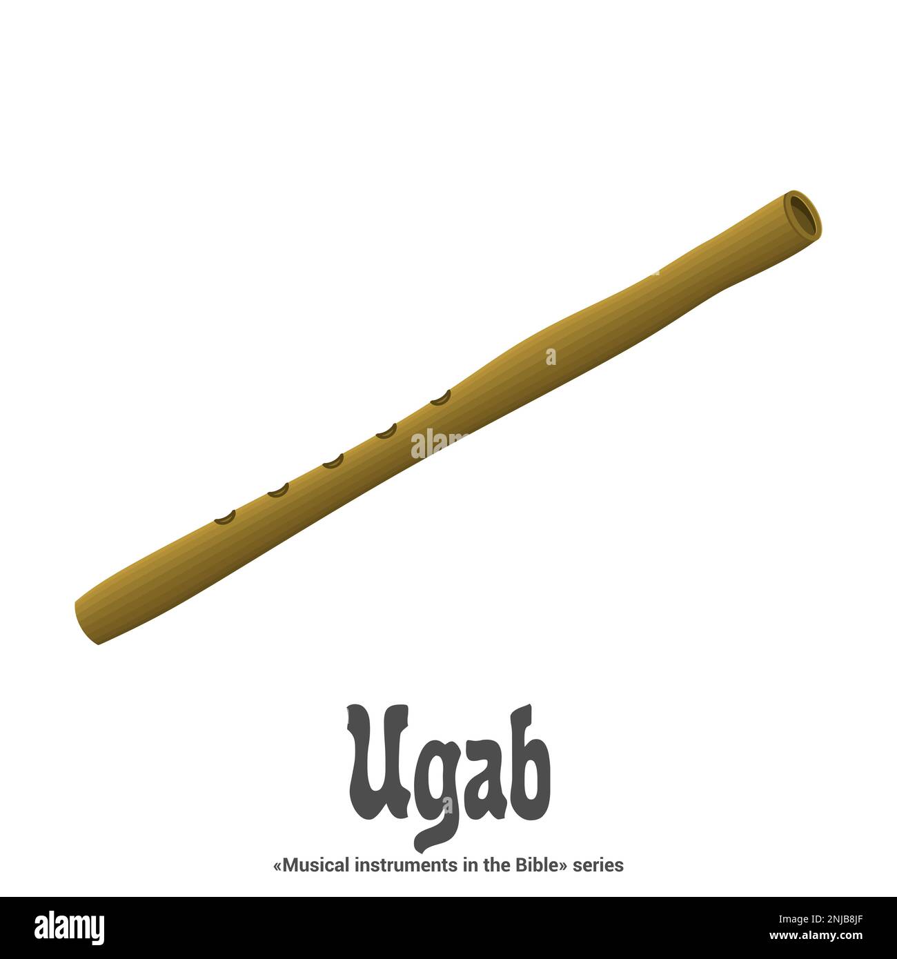 Musical Instruments in the Bible Series. UGAB is a whistle or the simplest form of flute. Stock Vector