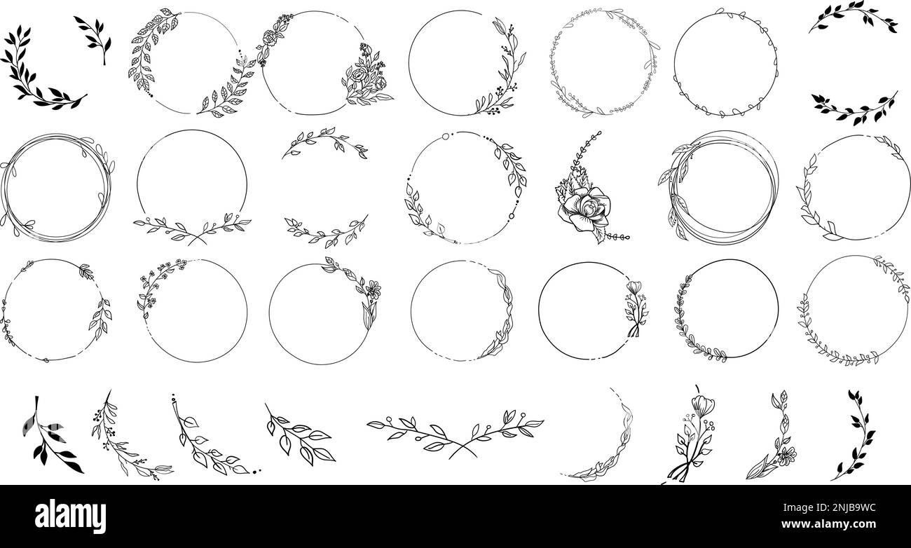 Set of black laurels frames branches. Vintage laurel wreaths collection ...