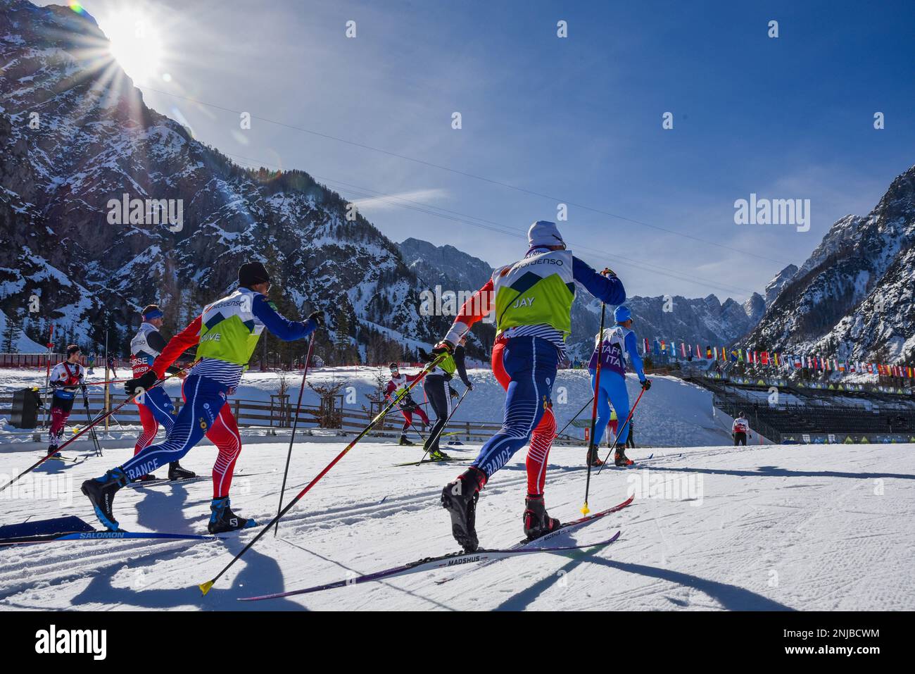 Skiers training at the 2023 FIS World Nordic Ski Championships in Planica, Slovenia, Wednesday
